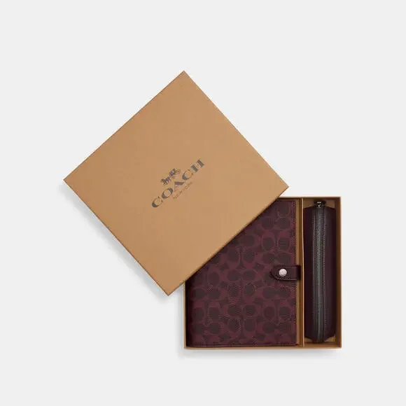 Coach Boxed Notebook And Pencil Case Set In Signature Canvas - Picture 3 of 9